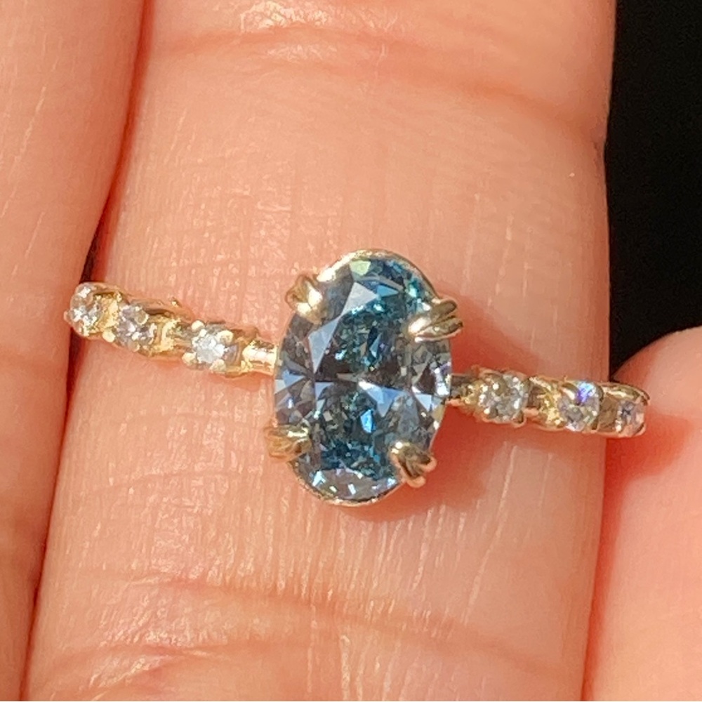10k 0.85ct Blue Diamond Ring